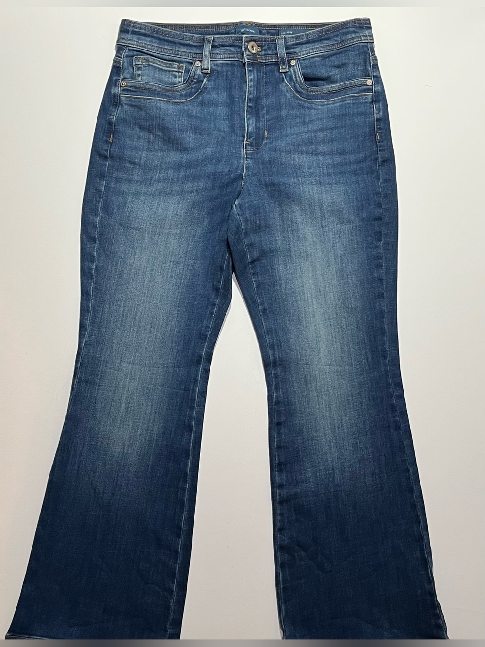 J Jill High Rise Flare Stretch Blue Jeans, Size 10 Petite